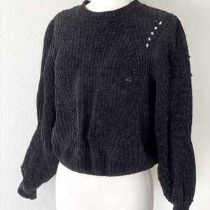 H&M | Black | Chunky Woven Crop Sweater